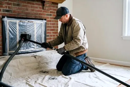 Clean chimney sweep inside a Lake Norman rental home